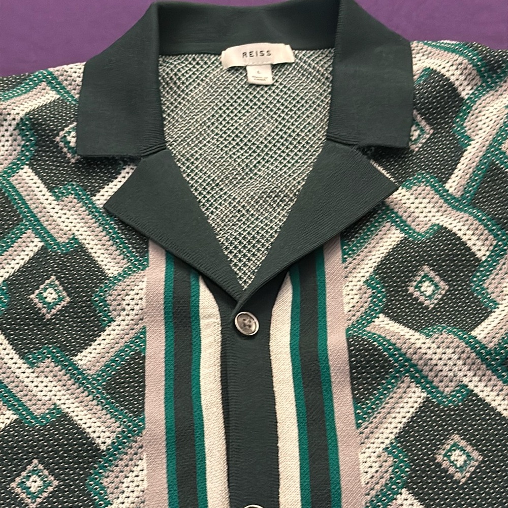 NWOT Reiss Green cuban collared  cardigan